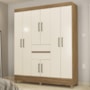 Guarda Roupa Casal Munique 8 Portas e 2 Gavetas Amêndola/Off White - Demóbile