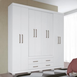 Guarda Roupa Casal Nápoles 8.4 8 Portas 4 Gavetas Branco com Pés - Santos Andirá Guarda Roupa Casal Nápoles 8.4 8 Portas 4 Gavetas Branco com Pés - Santos Andirá