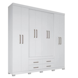 Guarda Roupa Casal Nápoles 8.4 8 Portas 4 Gavetas Branco com Pés - Santos Andirá Guarda Roupa Casal Nápoles 8.4 8 Portas 4 Gavetas Branco com Pés - Santos Andirá