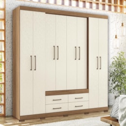 Guarda Roupa Casal Nápoles 8.4 8 Portas 4 Gavetas Jatobá/Areia com Pés - Santos Andirá Guarda Roupa Casal Nápoles 8.4 8 Portas 4 Gavetas Jatobá/Areia com Pés - Santos Andirá