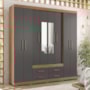Guarda Roupa Casal Nápoles 8.4 8 Portas 4 Gavetas Jatobá/Grafite com Espelho e Pés - Santos Andirá