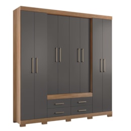 Guarda Roupa Casal Nápoles 8.4 8 Portas 4 Gavetas Jatobá/Grafite com Pés - Santos Andirá Guarda Roupa Casal Nápoles 8.4 8 Portas 4 Gavetas Jatobá/Grafite com Pés - Santos Andirá