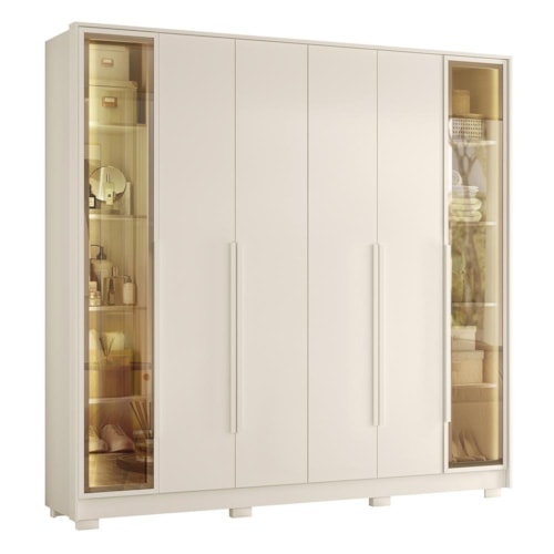 Guarda Roupa Casal Napoli 6 Portas 4 Gavetas Off White – Móveis Albatroz