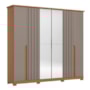 Guarda Roupa Casal Napoli Ripado 6 Portas Cinamomo/Avelã com Espelho - Móveis Henn