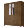 Guarda Roupa Casal New Avaí 6 Portas e 4 Gavetas Castanho Wood com Espelho - Moval