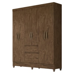 Guarda Roupa Casal New Cuba 6 Portas e 2 Gavetas Castanho Wood - Moval