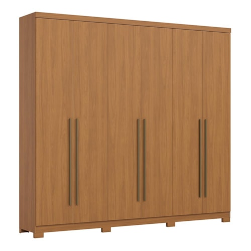 Guarda Roupa Casal New Jade 6 Portas 3 Gavetas Cinamomo - Móveis Henn