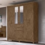 Guarda Roupa Casal New Mafra 7 Portas e 2 Gavetas Castanho Wood com Espelho - Moval