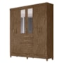 Guarda Roupa Casal New Mafra 7 Portas e 2 Gavetas Castanho Wood com Espelho - Moval