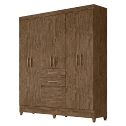 Guarda Roupa Casal New Mafra 7 Portas e 2 Gavetas Castanho Wood - Moval