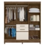 Guarda Roupa Casal New Mafra 7 Portas e 2 Gavetas Castanho Wood/Off White com Espelho - Moval