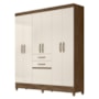 Guarda Roupa Casal New Mafra 7 Portas e 2 Gavetas Castanho Wood/Off White - Moval