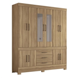Guarda Roupa Casal New Murano 10 Portas e 3 Gavetas Amêndola com Espelho - Demóbile   Guarda Roupa Casal New Murano 10 Portas e 3 Gavetas Amêndola com Espelho - Demóbile
