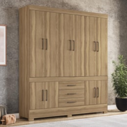 Guarda Roupa Casal New Murano 10 Portas e 3 Gavetas Amêndola - Demóbile   Guarda Roupa Casal New Murano 10 Portas e 3 Gavetas Amêndola - Demóbile