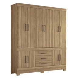Guarda Roupa Casal New Murano 10 Portas e 3 Gavetas Amêndola - Demóbile   Guarda Roupa Casal New Murano 10 Portas e 3 Gavetas Amêndola - Demóbile
