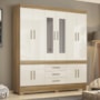 Guarda Roupa Casal New Murano 10 Portas e 3 Gavetas Amêndola/Off White com Espelho - Demóbile