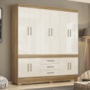 Guarda Roupa Casal New Murano 10 Portas e 3 Gavetas Amêndola/Off White - Demóbile