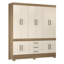 Guarda Roupa Casal New Murano 10 Portas e 3 Gavetas Amêndola/Off White - Demóbile   Guarda Roupa Casal New Murano 10 Portas e 3 Gavetas Amêndola/Off White - Demóbile