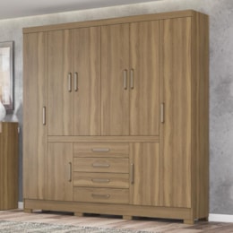 Guarda Roupa Casal New Realce 8 Portas e 4 Gavetas Amêndola - Demóbile Guarda Roupa Casal New Realce 8 Portas e 4 Gavetas Amêndola - Demóbile