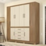 Guarda Roupa Casal New Realce 8 Portas e 4 Gavetas Amêndola/Off White - Demóbile