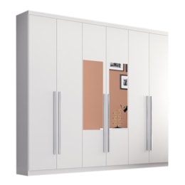 Guarda Roupa Casal Pérola 6 Portas e 3 Gavetas com 1 Kit de Espelho Branco - Móveis Henn Guarda Roupa Casal Pérola 6 Portas e 3 Gavetas com 1 Kit de Espelho Branco - Móveis Henn