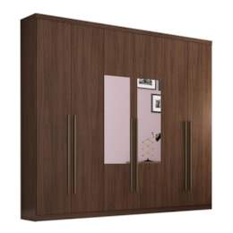 Guarda Roupa Casal Pérola 6 Portas e 3 Gavetas com 1 Kit de Espelho Castanho - Móveis Henn Guarda Roupa Casal Pérola 6 Portas e 3 Gavetas com 1 Kit de Espelho Castanho - Móveis Henn