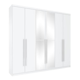Guarda Roupa Casal Pérola 6 Portas e 3 Gavetas com 2 Kits de Espelho Branco - Móveis Henn Guarda Roupa Casal Pérola 6 Portas e 3 Gavetas com 2 Kits de Espelho Branco - Móveis Henn
