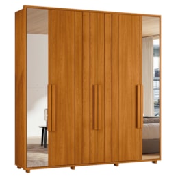 Guarda Roupa Casal Portinari Ripado 6 Portas Cinamomo com Espelho - Madetec