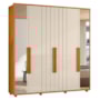 Guarda Roupa Casal Portinari Ripado 6 Portas Cinamomo/Off White com Espelho - Madetec