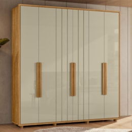 Guarda Roupa Casal Portinari Ripado 6 Portas Cumaru/Opala - Madetec