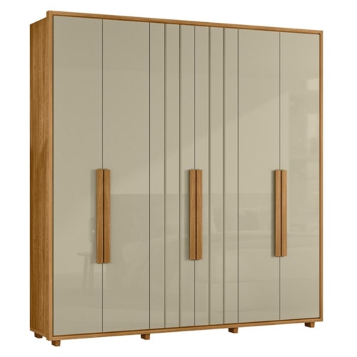 Guarda Roupa Casal Portinari Ripado 6 Portas Cumaru/Opala - Madetec