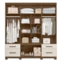 Guarda Roupa Casal Porto Plus 8 Portas e 3 Gavetas Castanho Wood/Off White com Espelho - Moval