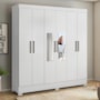 Guarda Roupa Casal Prático 6 Portas Branco com Espelho - Demóbile