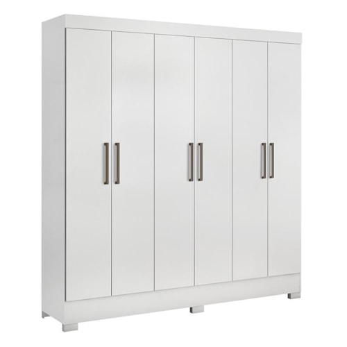 Guarda Roupa Casal Prático 6 Portas Branco - Demóbile 