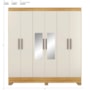 Guarda Roupa Casal Prático 6 Portas Cinamon Touch/Off White com Espelho - Demóbile