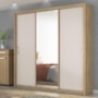 Guarda Roupa Casal Residence 3 Portas Amêndola/Off White com Espelho - Demóbile