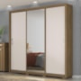 Guarda Roupa Casal Residence 3 Portas Amêndola/Off White com Espelho e Pés - Demóbile