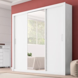 Guarda Roupa Casal Residence 3 Portas Branco com Espelho - Demóbile  Guarda Roupa Casal Residence 3 Portas Branco com Espelho - Demóbile