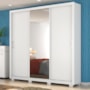 Guarda Roupa Casal Residence 3 Portas Branco com Espelho e Pés - Demóbile