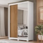 Guarda Roupa Casal Riva 2 Portas Deslizantes Flex Branco/Amêndola Touch com Espelho e Pés - Demóbile