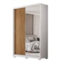Guarda Roupa Casal Riva 2 Portas Deslizantes Flex Branco/Amêndola Touch com Espelho e Pés - Demóbile