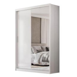 Guarda Roupa Casal Riva 2 Portas Deslizantes Flex Branco com Espelho - Demóbilez