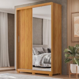Guarda Roupa Casal Riva 2 Portas Deslizantes Flex Cinamon Touch com Espelho e Pés - Demóbile
