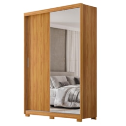 Guarda Roupa Casal Riva 2 Portas Deslizantes Flex Cinamon Touch com Espelho e Pés - Demóbile