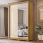 Guarda Roupa Casal Riva 2 Portas Deslizantes Flex Cinamon Touch/Off White com Espelho e Pés - Demóbile