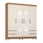 Guarda Roupa Casal Roma 4 Portas com Espelho Amêndola/Off White – Demóbile