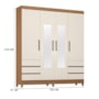 Guarda Roupa Casal Roma 4 Portas com Espelho Amêndola/Off White – Demóbile