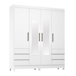 Guarda Roupa Casal Roma 4 Portas com Espelho Branco – Demóbile