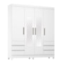 Guarda Roupa Casal Roma 4 Portas com Espelho Branco – Demóbile
