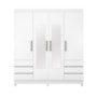 Guarda Roupa Casal Roma 4 Portas com Espelho Branco – Demóbile